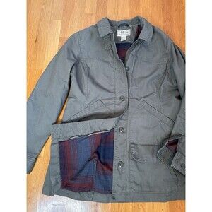 L.L. Bean Olive Utility Jacket with Plaid Lining